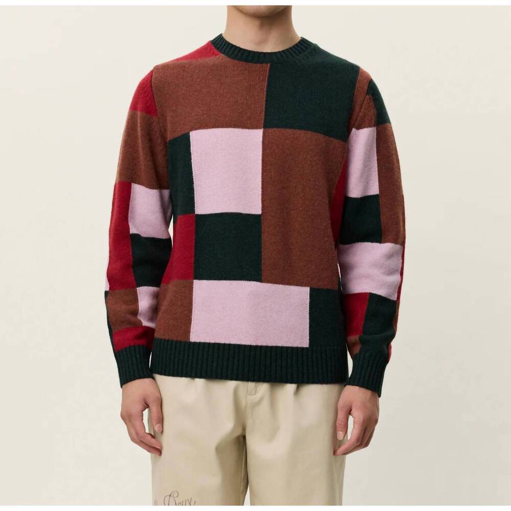 NEW LES DEUX everett colorblock knit sweater in duffel bag